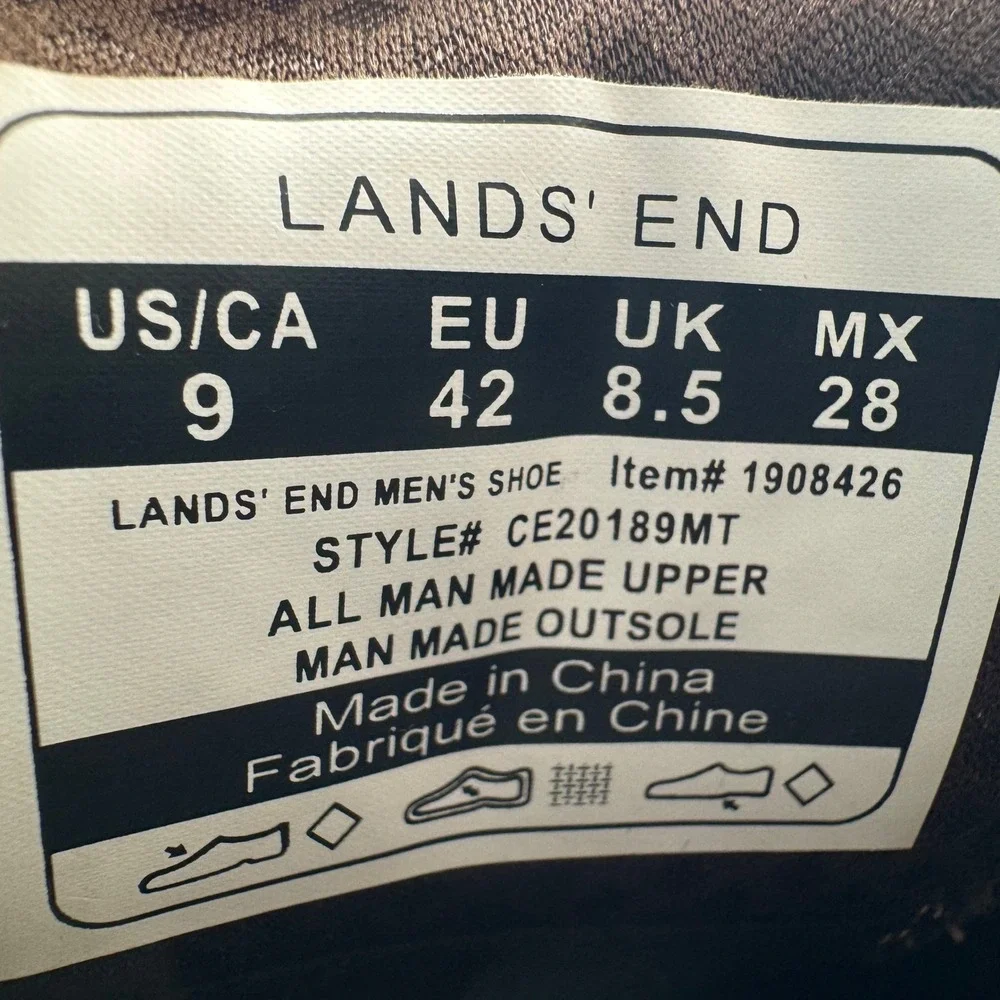 Lands' End Men's Size 9 Dark Tan Sport Oxford‎ Casual Shoes NIB